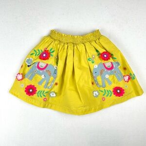 Mini Boden Appliques Elephants & Floral Pull On Skirt